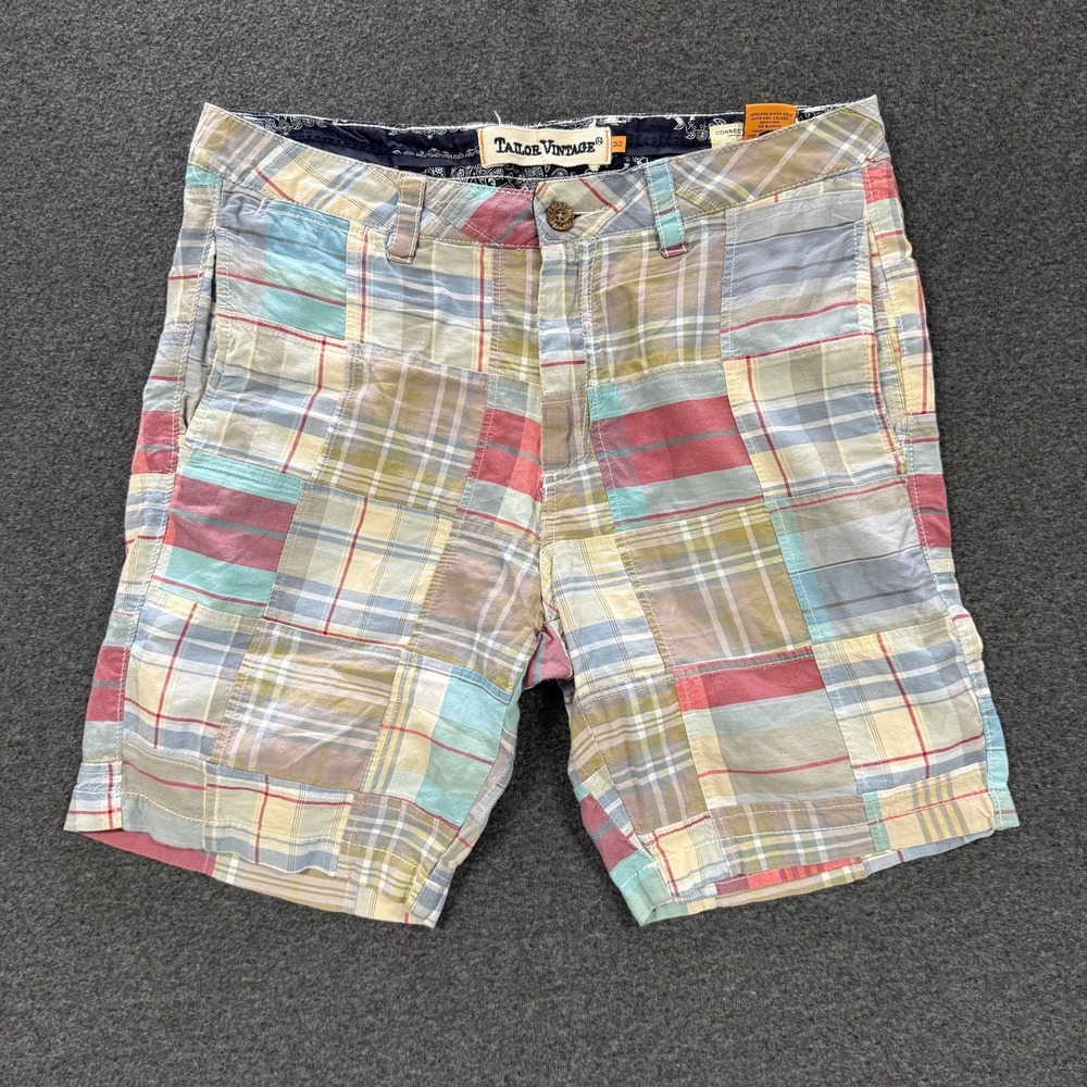 Tailor Vintage Patchwork Plaid Shorts Mens 32 Multi Color Good Westport Classic